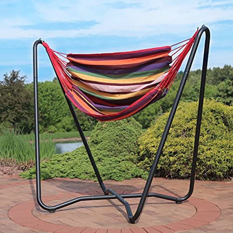 Best & Most Sturdy Portable Hammock Stands (in 2022)-Sunnydaze Hanging Rope Hammock