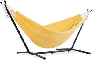 Vivere Double Polyester Hammock with Space Saving Steel Stand